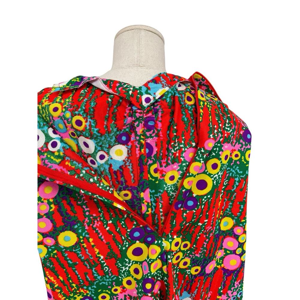 Vintage Flower Power Mini Dress Retro Floral Psychedelic Handmade 60s Size Small - Picture 11 of 14